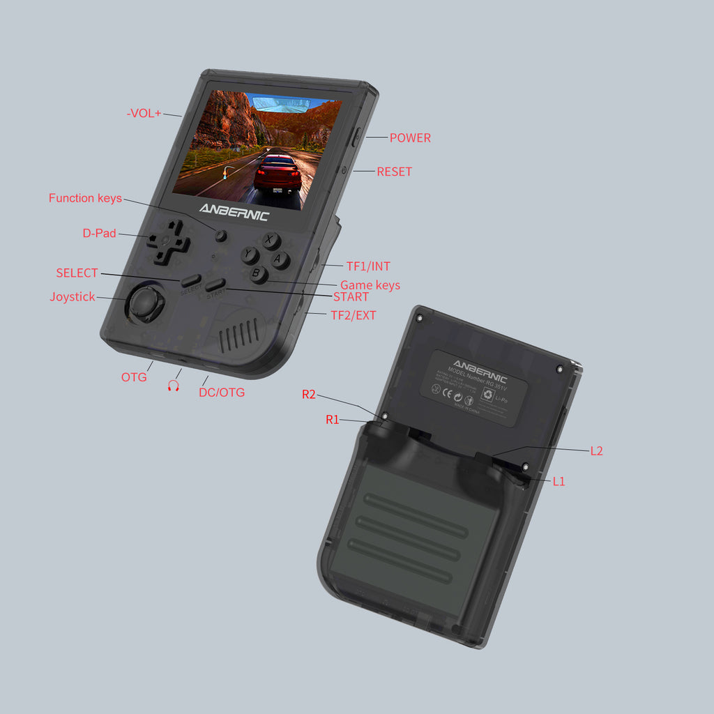 ANBERNIC RG351V 128GB Handheld Game Console Gray